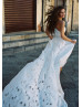 Spaghetti Straps Ivory Lace Long Wedding Dress